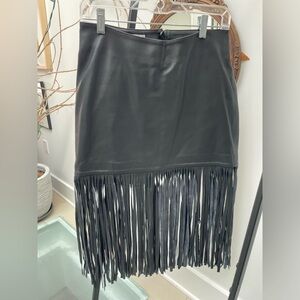 REVOLVE KARINA GRIMALDI FRINGE LEATHER SKIRT